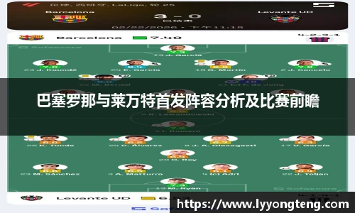 巴塞罗那与莱万特首发阵容分析及比赛前瞻